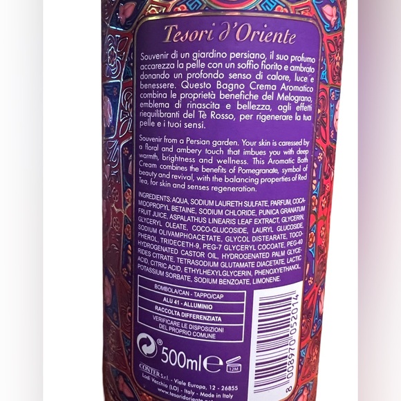 Tesori L’Oriente Persian Dream Aromatic Bath Cream Pomegranate & Red Tea 16.9 fl - Picture 8 of 9